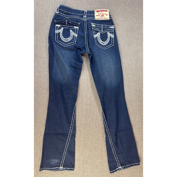 True Religion Jeans Womens 30 Dark Thick Stitch Bootcut Joey Super T Flap Pocket - Picture 2 of 10